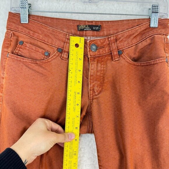 Prana Orange Low Rise Skinny Jeans Womens Denim Zip Fly Pockets Size 25 - Picture 9 of 12